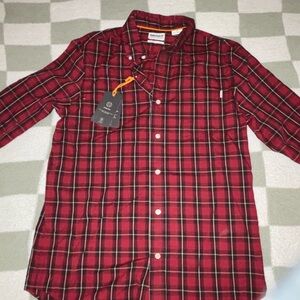 Timberland Red and Black Plaid Casual Shirt